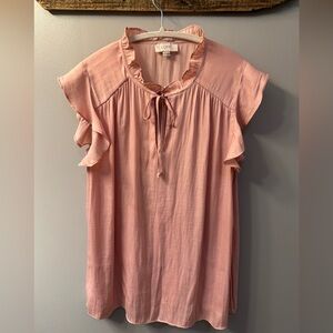 LOFT Blush Ruffle Sleeve Blouse